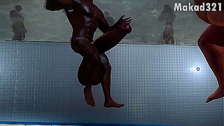 Mrs. Cockers Hot Water Tryst in 3D Skyrim Fantasy World