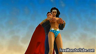 Wonder Woman Seduces Superman with Fiery Blowjob in 3D Fantastical Encounter