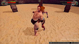 Seductive Clash: Naked Warrior Sedna Faces Off in Steamy 3D Hentai Duel