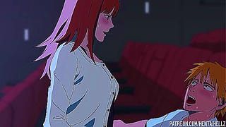 Makima Seduces Stranger in Dark Theater – Forbidden Lust Unleashed