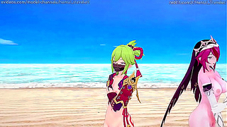 Rosaria Kuki Shinobu Ignite Steamy Night - Genshin MMD Temptation Remix