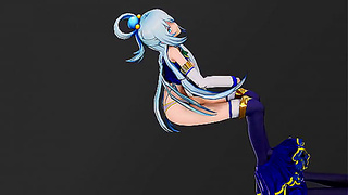 Aqua Tempts with Alluring Strip Tease in Steamy Fantastical Encounter