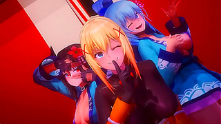 Kazumas Hot Tryst Beneath Fall Glow – A Steamy KonoSuba Night