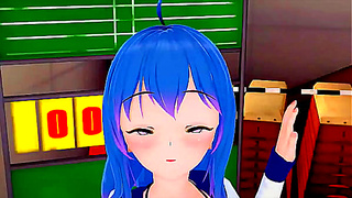 Blue-Haired Babe Deeply Fucked and Creamed in Hot Koikatsu Hentai Action