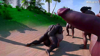 Blonde MILF Cheats with Muscular Black Warrior in Steamy Jungle Encounter – 3D Fantasy
