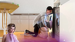 Stepson Catches Busty Stepmom in Steamy Dryer Encounter – Wild 3D Escape