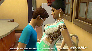 Busty Indian Milf StepMom Seduced by Stepson in Spicy Kitchen Tryst