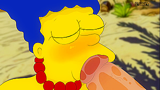 Marge Yields to Desire with Mysterious Lover on Steamy Cartoon Shoreline Rendezvous