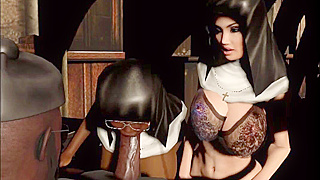 Seductive Nun Teases Priest into Steamy Blowjob Rampant Orgy Escapade