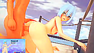 Cute Maiden Rides Dual Pokemen in Steamy Hentai anal Adventure