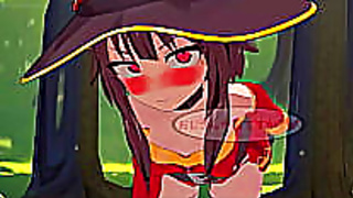 Megumin Delights Her Man with Fiery Blowjob Action in Konosuba Erotic Moment